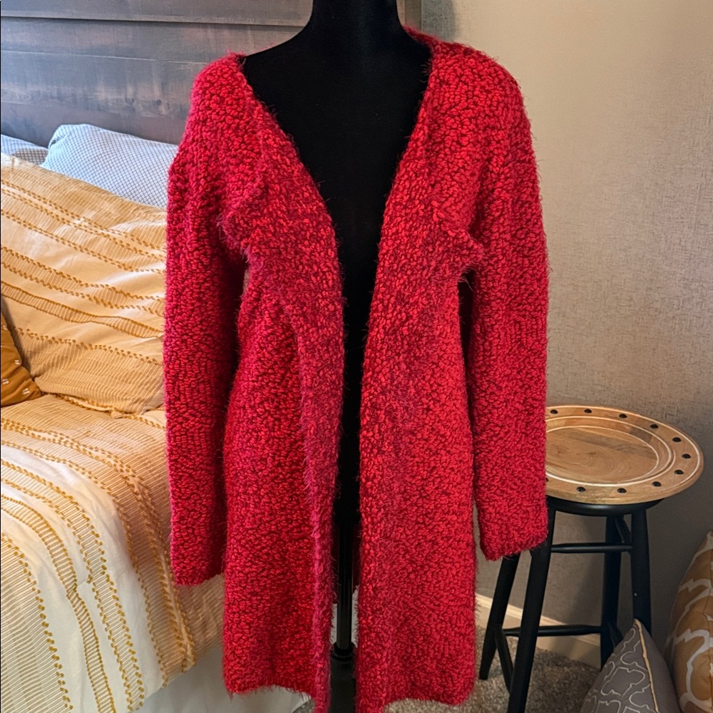 POL Cozy Red Women's Cardigan